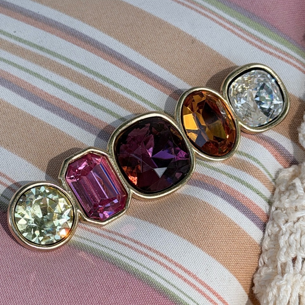 🥀 VINTAGE YSL YVES SAINT LAURENT MULTICOLOR CRYSTAL BROOCH🥀